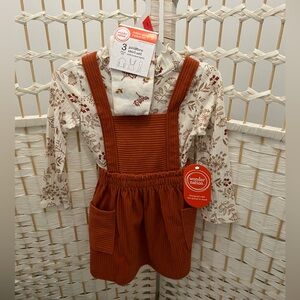 Rust Color Corduroy Dress 3 piece